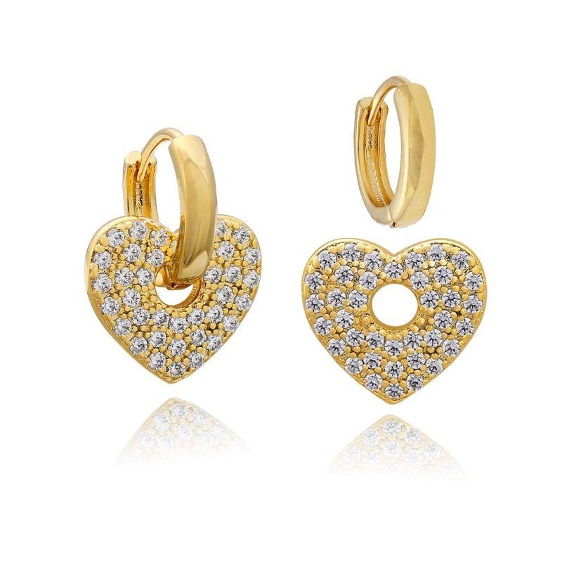 ARGOLA CORAÇAO CRAVEJADO