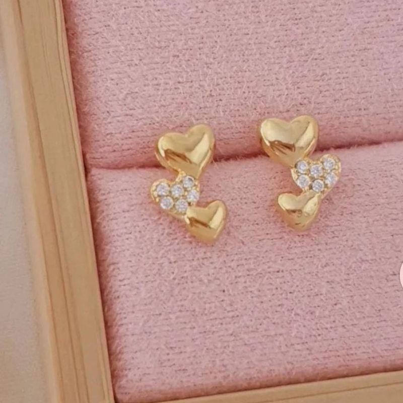 BRINCO REDONDO VAZADO MEIO ZIRCONIA PEQUENO