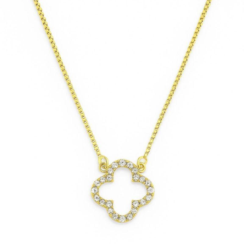 COLAR  TREVO VAZADO CRAVEJADO