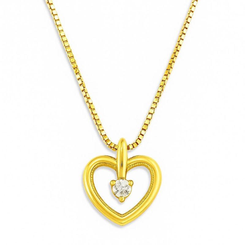 COLAR CORAÇAO VAZADO C/ ZIRCONIA