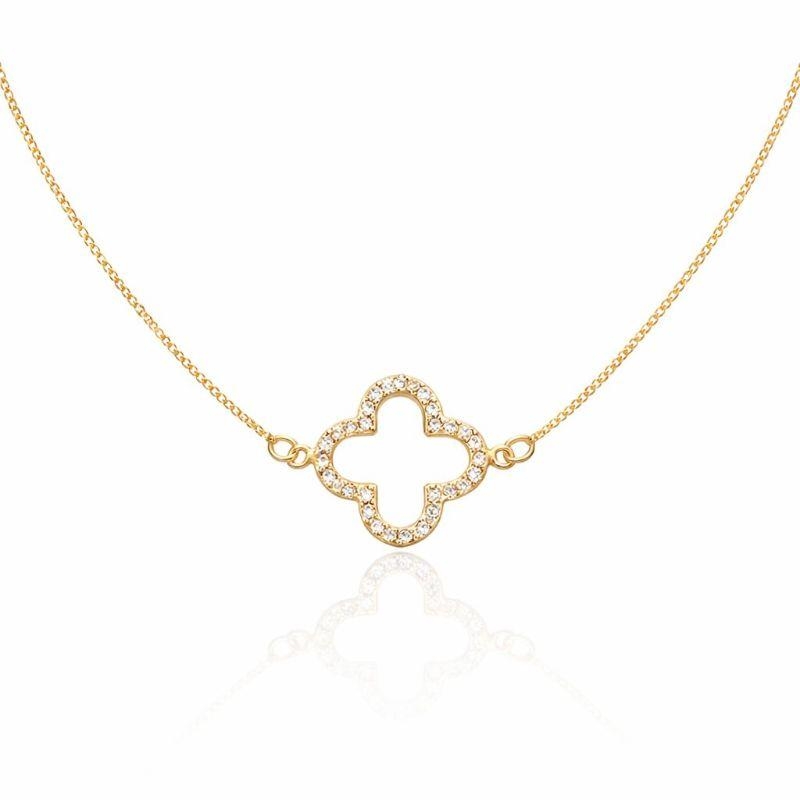 COLAR  TREVO VAZADO CRAVEJADO