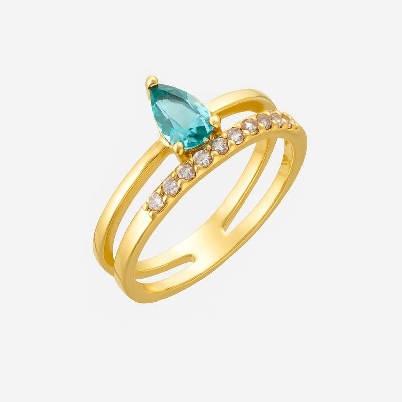 ANEL ARO DUPLO COM GOTA AZUL AGUA