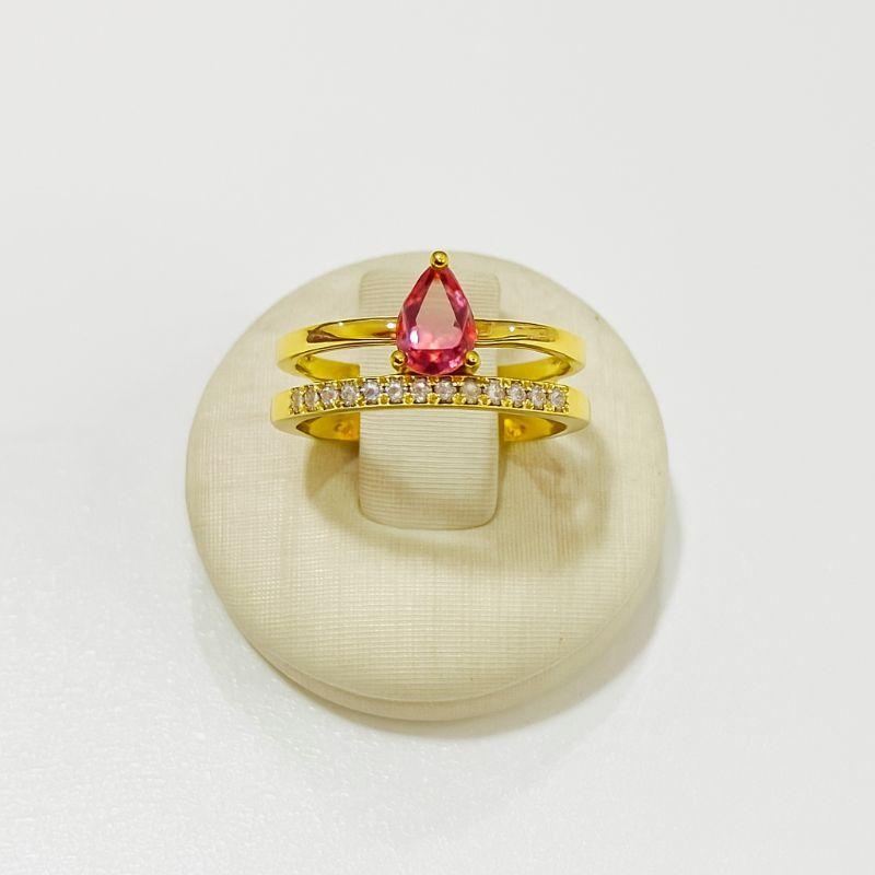 ANEL ARO DUPLO COM GOTA ROSA