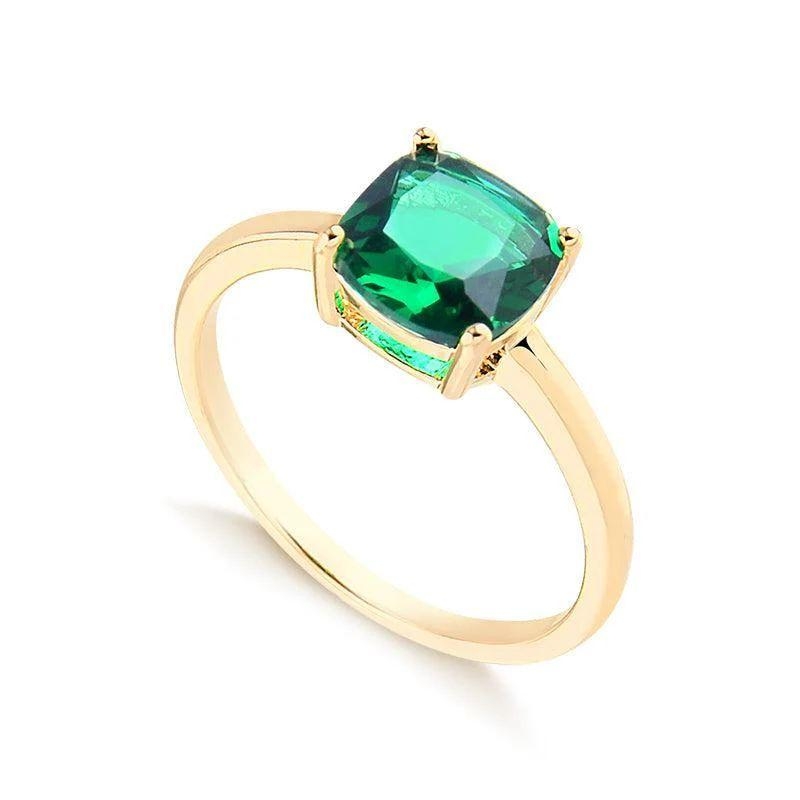 ANEL PEDRA QUADRADA VERDE AGUA