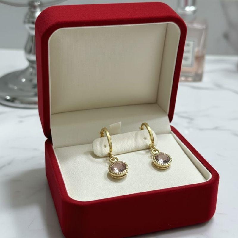 ARGOLA PEDRA ROSA REDONDA