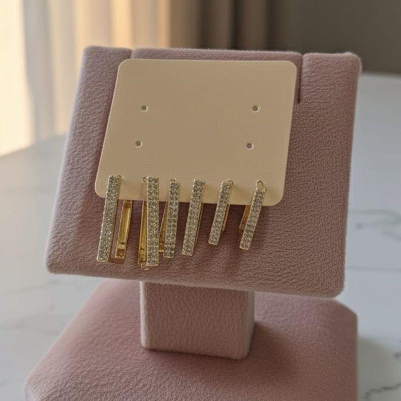 TRIO DE ARGOLA QUADRADA CRAVEJADA