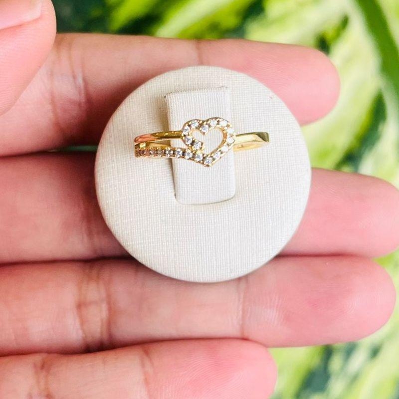 ANEL CORAÇAO CRAVEJADO C/ DOIS FIO