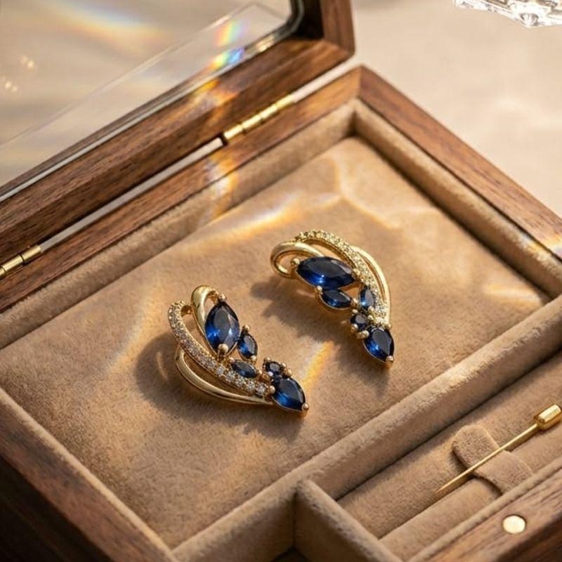 BRINCO ARETES PEDRA AZUL