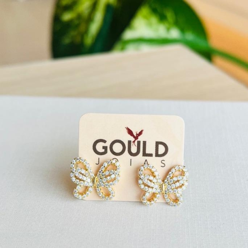 BRINCO BORBOLETA CRAVEJADA