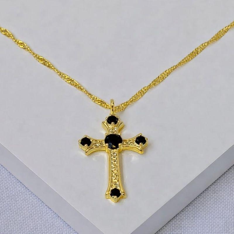 COLAR CRUZ ZIRCONIA PRETA
