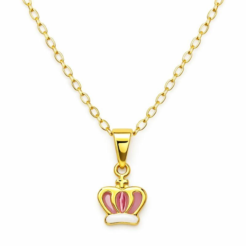 COLAR INFANTIL COROA ROSA RESINA