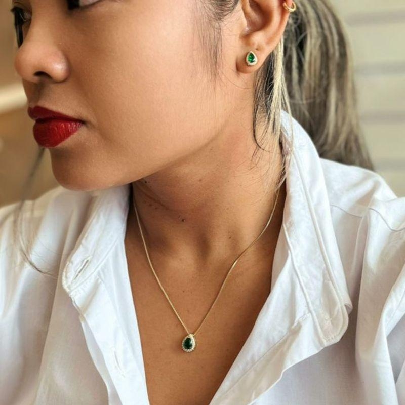 CONJUNTO GOTA VERDE CRAVEJADO