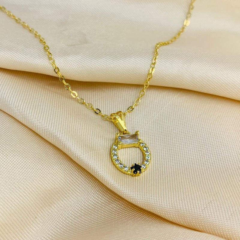 CORRENTE/ PINGENTE REDONDO PEDRA PRETA