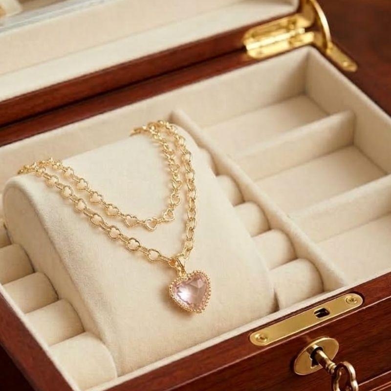 PULSEIRA CORAÇÃO ROSA DUPLA