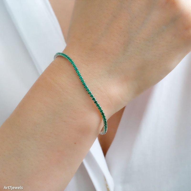 PULSEIRA EM ZIRCONIA VERDE ESMERALDA