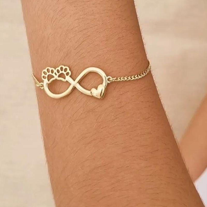 PULSEIRA INFINITO C/ CORAÇAO E PATINHA VAZADA