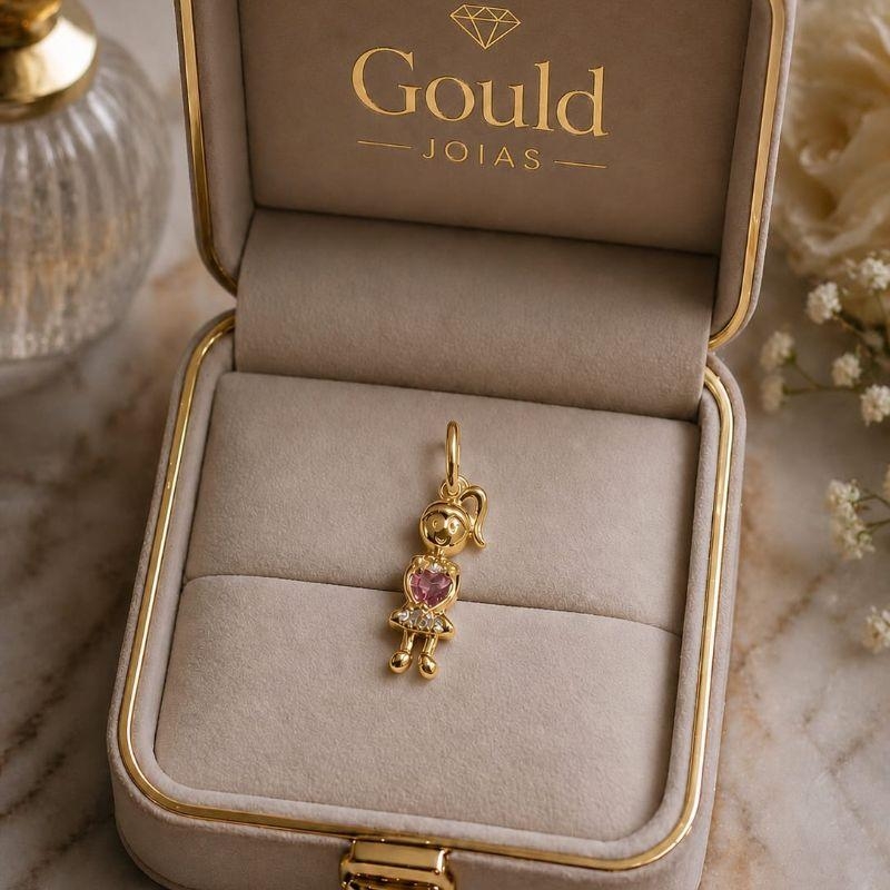 PINGENTE MENINA CORAÇAO ROSA