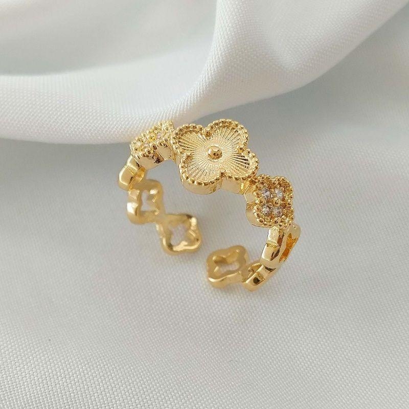 ANEL TREVO COM ZIRCONIA REGULAVÉL