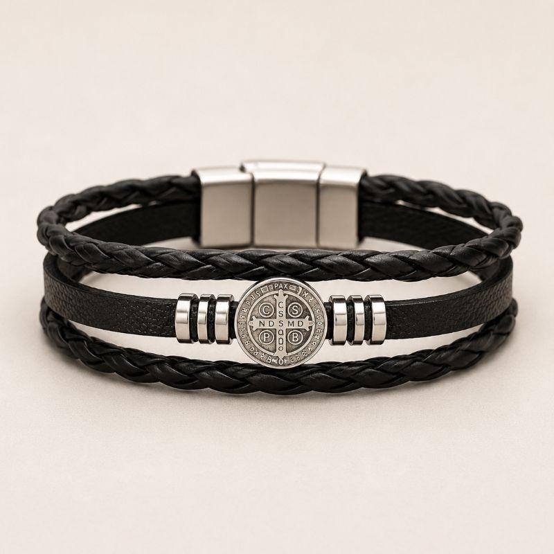 PULSEIRA ALÇA DE COURO TRANÇADA SAO BENTO