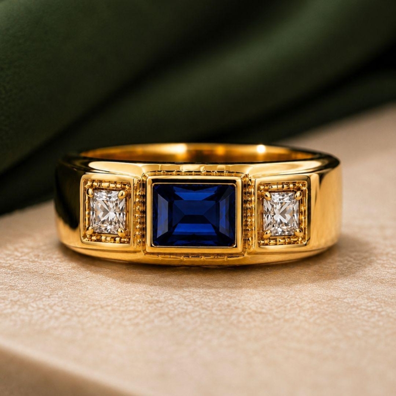 ANEL MASCULINO PEDRA AZUL