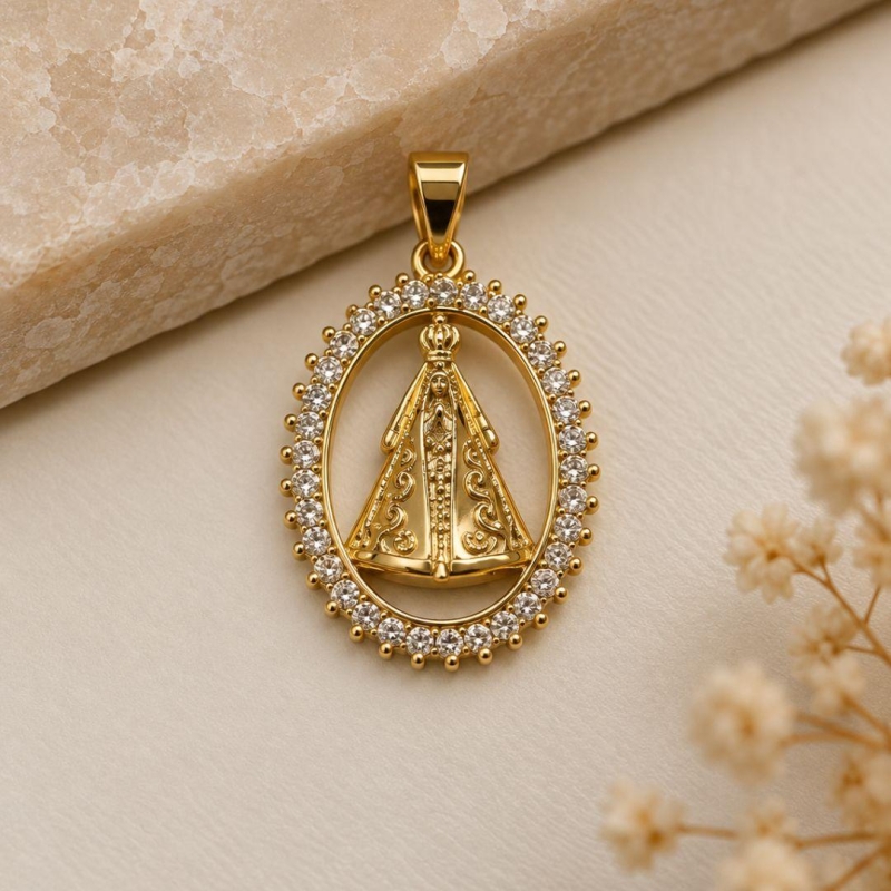 PINGENTE NOSSA SENHORA CRAVEJADO G