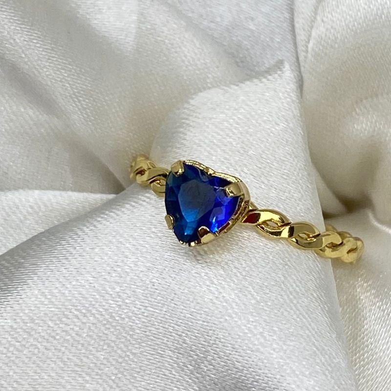 ANEL CORAÇAO AZUL TRANÇADO