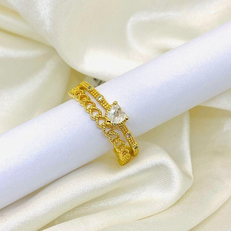 ANEL CRAVEJADO CORAÇÃO 1 FILEIRA C/ PONTO DE LUZ