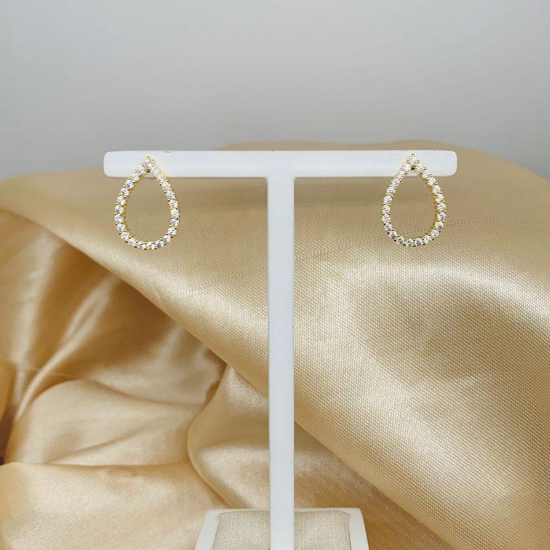 BRINCO GOTA GRANDE VAZADO COM ZIRCONIA