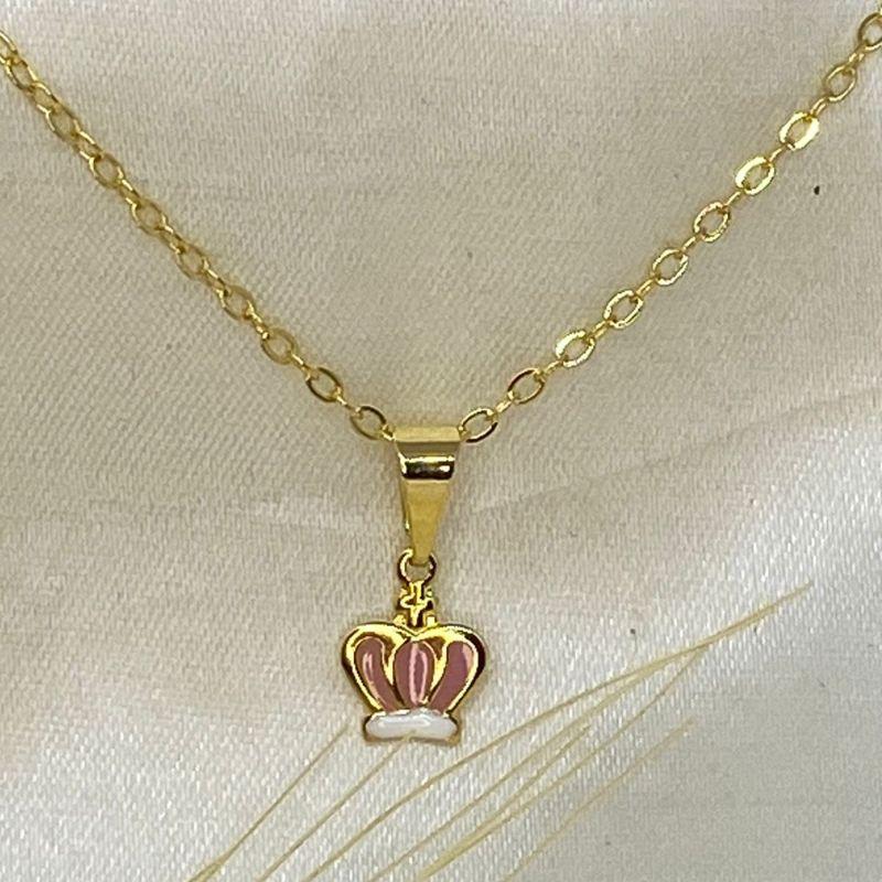 COLAR INFANTIL COROA ROSA RESINA