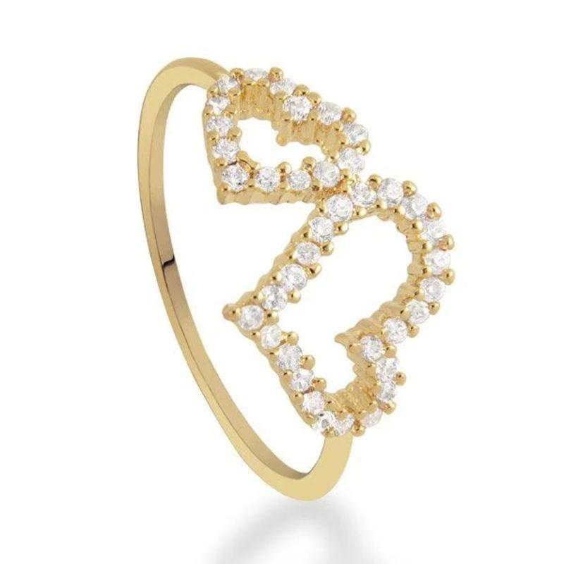 ANEL 2 CORAÇAO CRAVEJADO