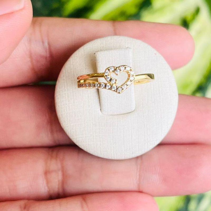 ANEL CORAÇAO CRAVEJADO C/ DOIS FIO