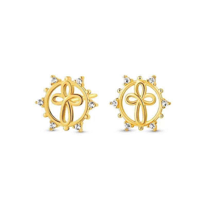 BRINCO CRUZ VAZADA COM ZIRCONIA