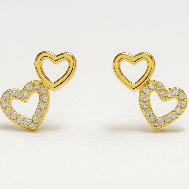 BRINCO DOIS CORAÇAO LISA CRAVEJADO