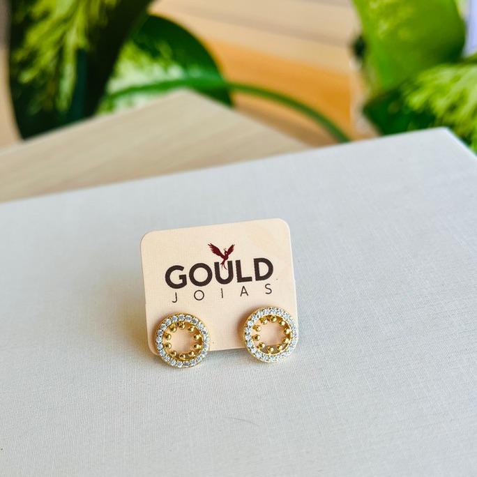 BRINCO REDONDO VAZADO E CRAVEJADO