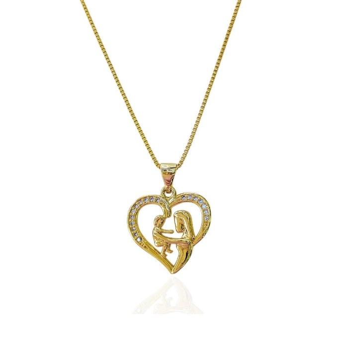 COLAR  CORAÇAO CRAVEJADO MAE FILHO