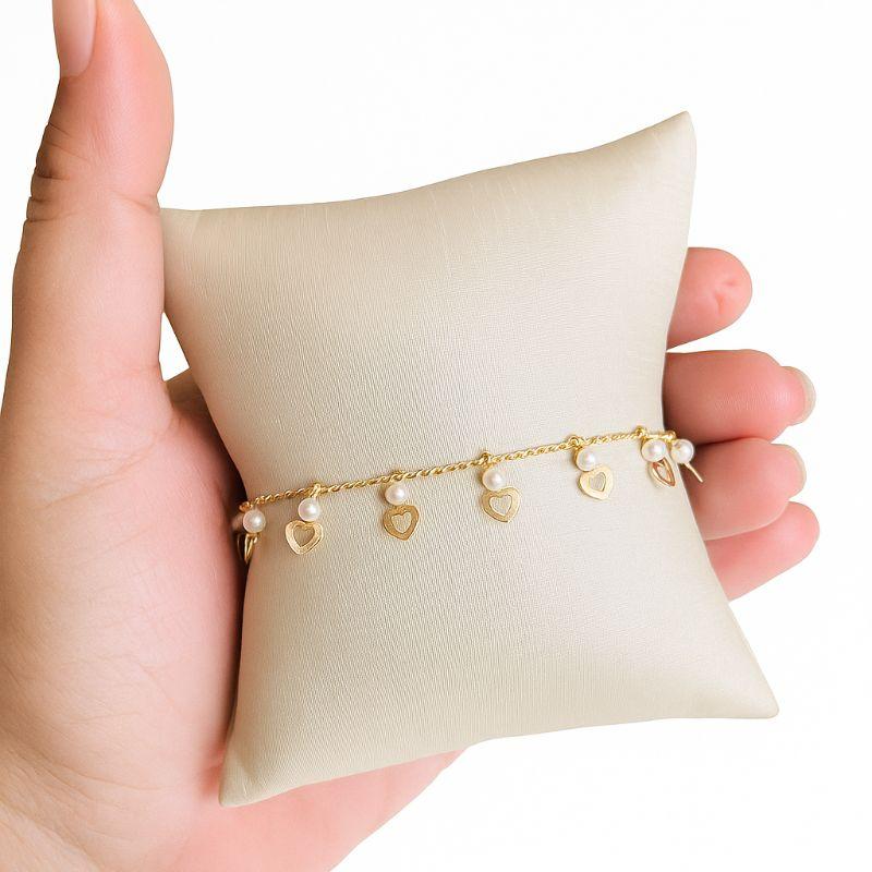 PULSEIRA CORAÇAO VAZADO PEROLA PP