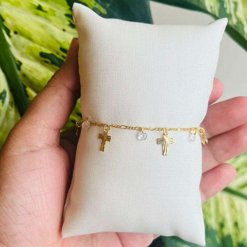 PULSEIRA CRUZ DIAMANTADA C/ PEDRINHAS