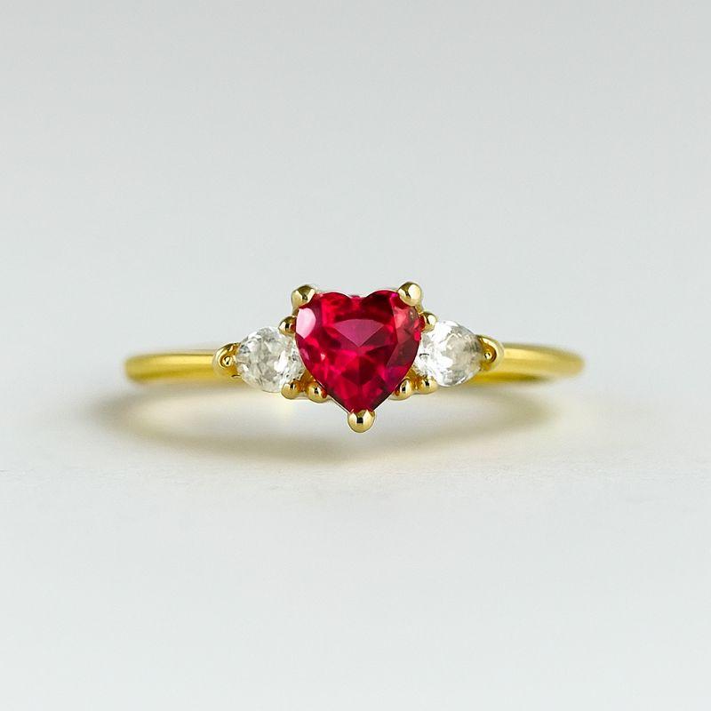 ANEL CORAÇAO ROSA C/ ZIRCONIA