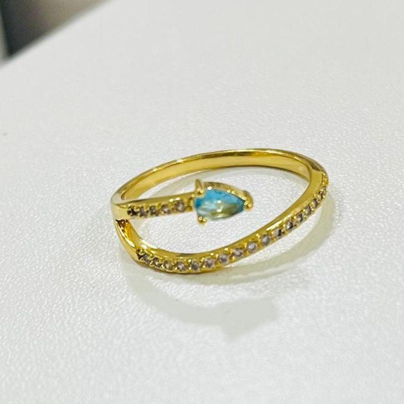 ANEL GOTA AZUL AGUA TORCIDO CRAVEJADO