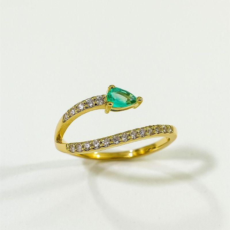 ANEL GOTA VERDE AGUA TORCIDO CRAVEJADO