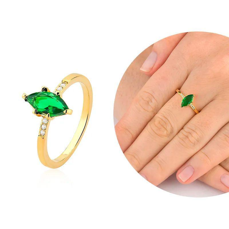 ANEL PEDRA VERDE C/ ZIRCONIA