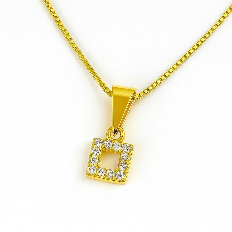 COLAR QUADRADO VAZADO CRAVELADO