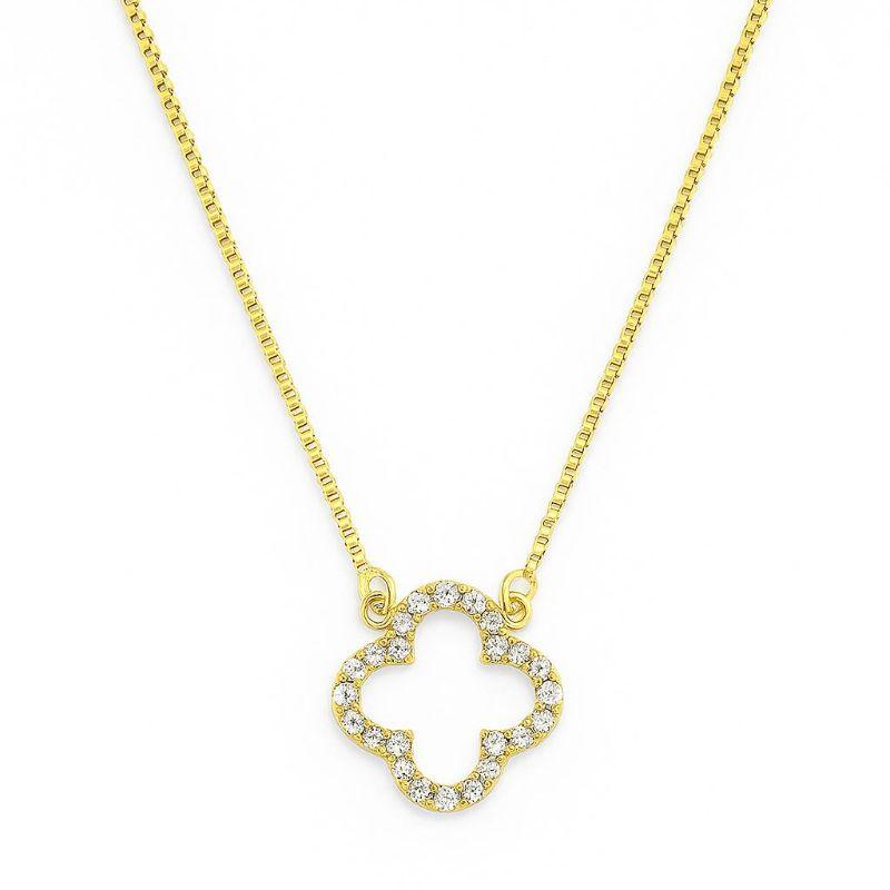 COLAR  TREVO VAZADO CRAVEJADO