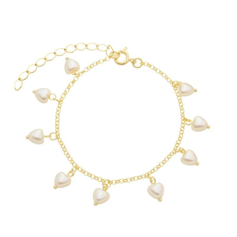 PULSEIRA PINGENTE CORAÇAO PEROLA