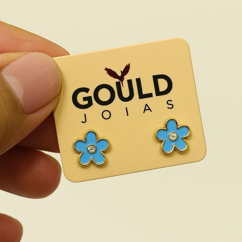 BRINCO FLOR AZUL PEDRINHA NO CENTRO INFANTIL