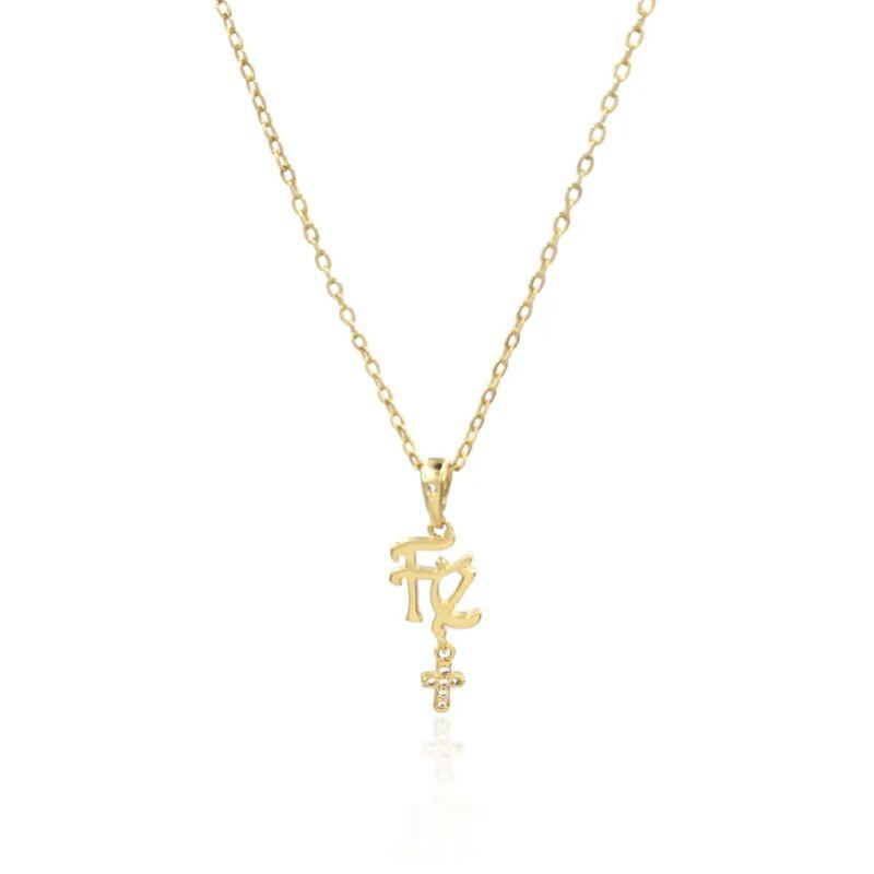 COLAR FE COM CRUZ EM ZIRCONIA