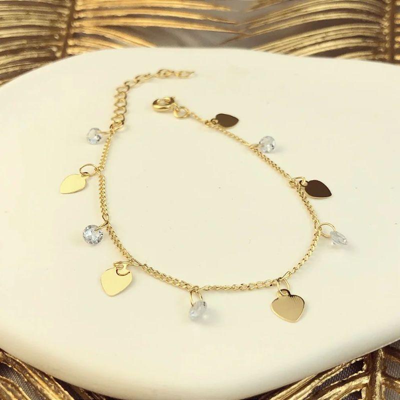 PULSEIRA CORAÇAO CHAPA C/ ZIRCONIA CRISTAL