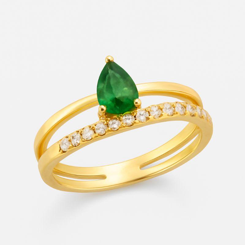 ANEL ARO DUPLO COM GOTA VERDE