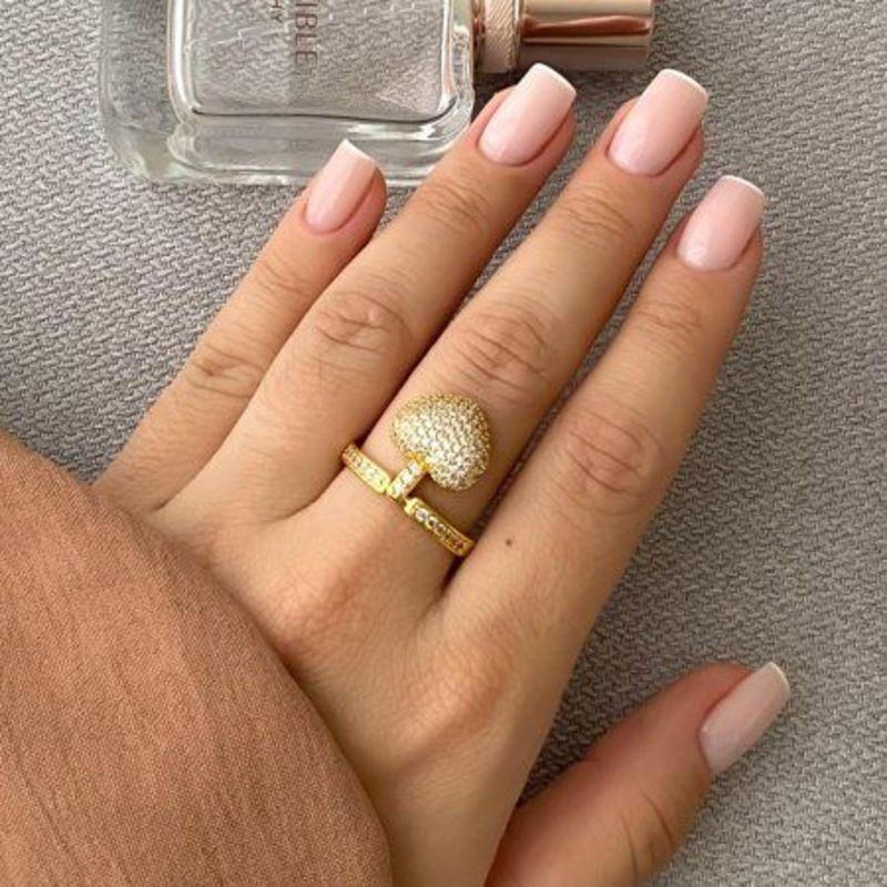 ANEL CORAÇAO CRAVEJADO