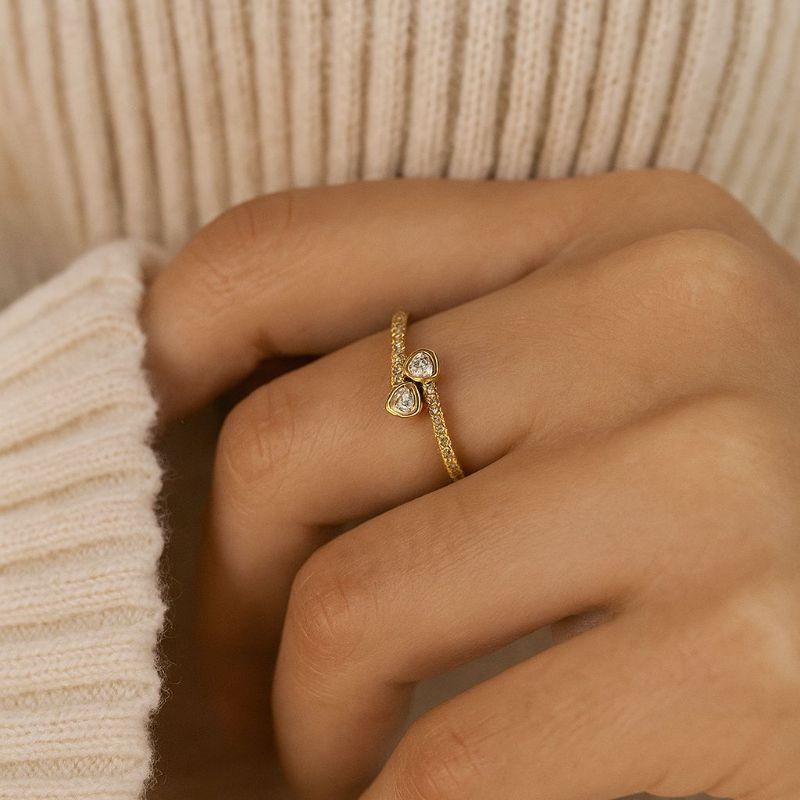 ANEL CORAÇAO DUPLO C/ ZIRCONIA